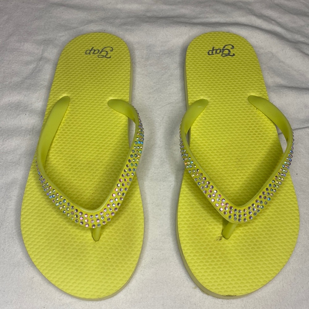 Gap yellow Flip Flops with rhinestones